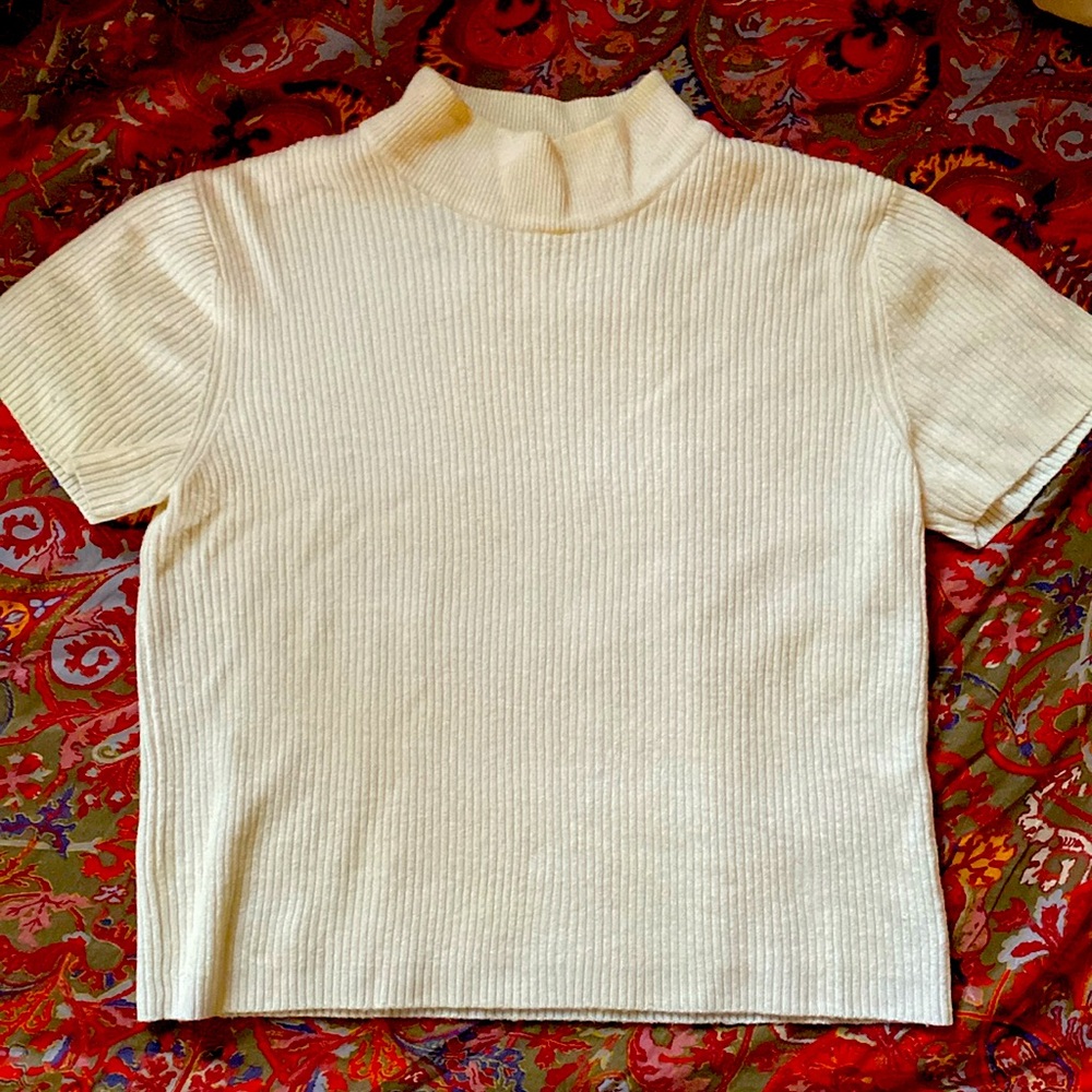 DKNY Petite vtg cropped wool mock turtle
